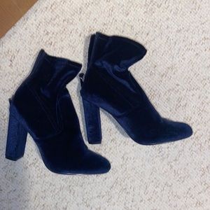 Royal blue velvet Steve Madden heel boots. Worn once only, brand new.